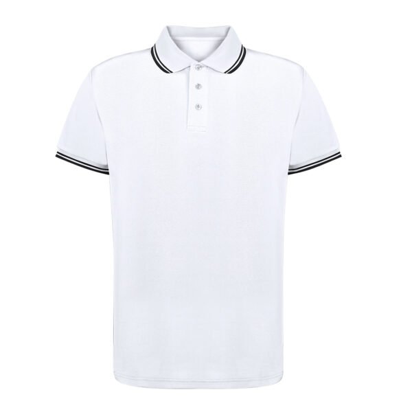 polo bicolore homme blanc trait noir