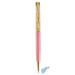 198 € HT = 100 stylos avec paillettes dorées / 1.98 € HT