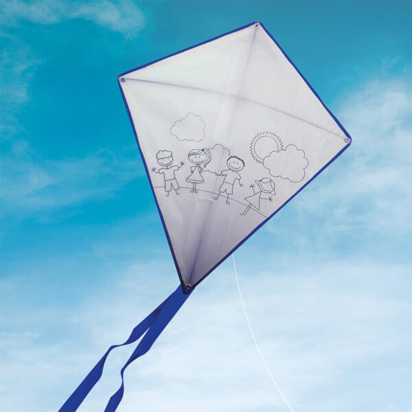 cerf volant à colorier bleu